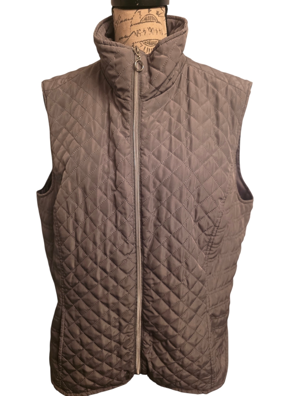 Christopher & Banks Quilted Vest - Pewter Women's XL XLARGE EUC